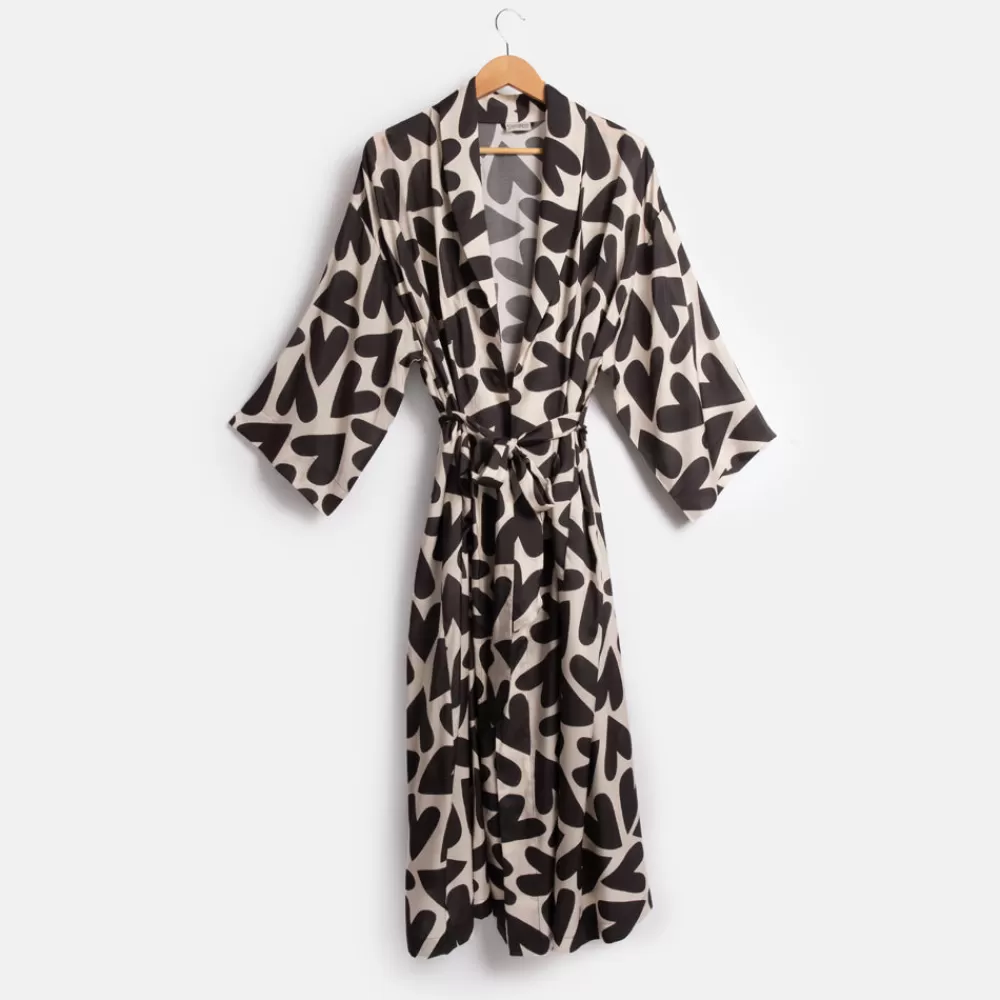 Mono Hearts Dressing Gown>Caroline Gardner Store