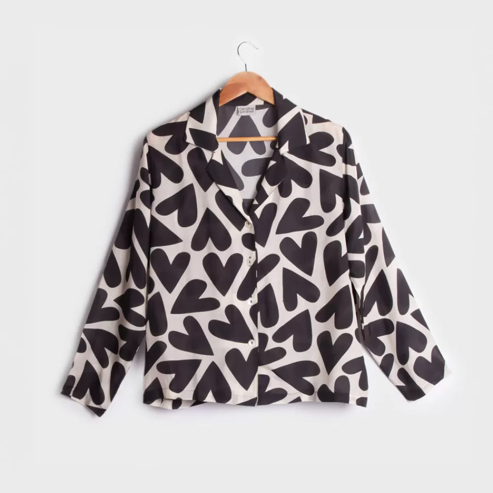 Mono Hearts Pyjama Shirt>Caroline Gardner Clearance