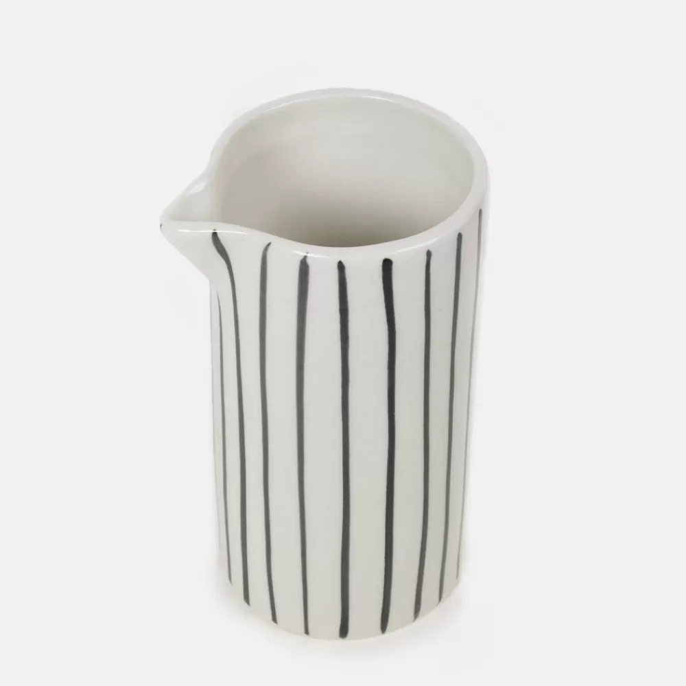 Mono Stripe Hand Painted Stoneware Milk Jug>Caroline Gardner Online