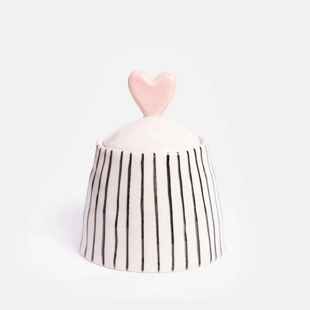 Mono Stripe Stoneware Pot>Caroline Gardner Online