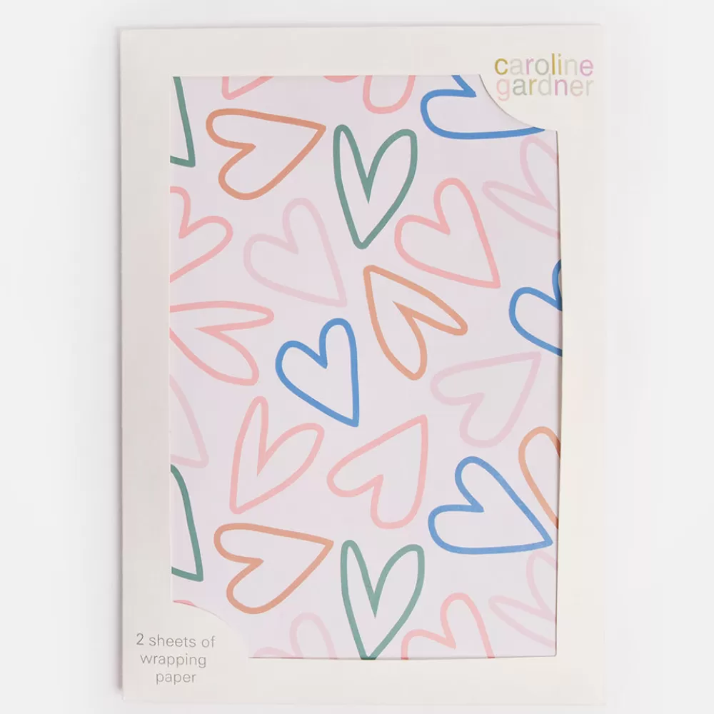 Multi Outline Hearts Wrapping Paper Set of 2 Sheets>Caroline Gardner New