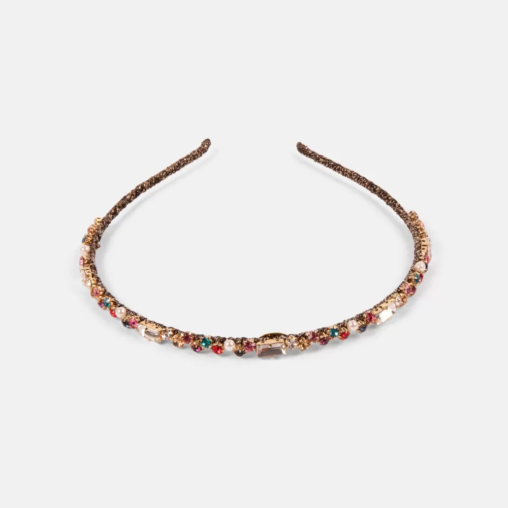 Multicolour Crystal Thin Headband>Caroline Gardner Online