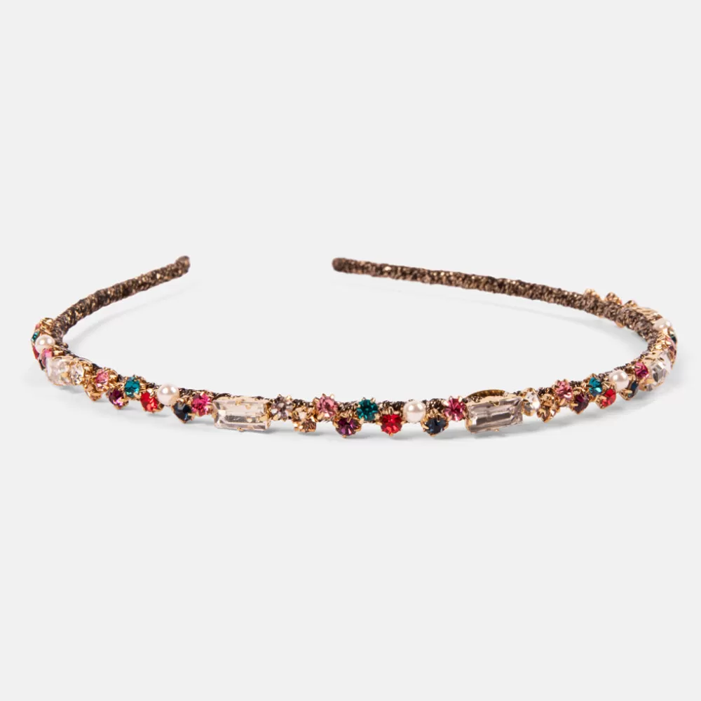 Multicolour Crystal Thin Headband>Caroline Gardner Online