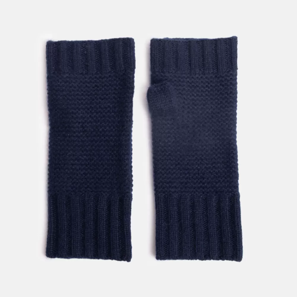 Navy Cashmere Link Knit Wrist Warmers>Caroline Gardner Store