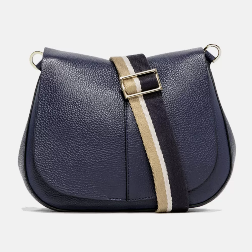 Navy Leather Helena Saddle Bag>Caroline Gardner Online