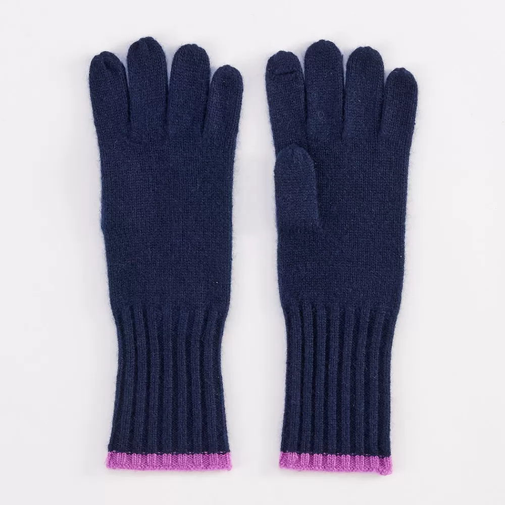 Navy/Lilac Cashmere Gloves>Caroline Gardner Best