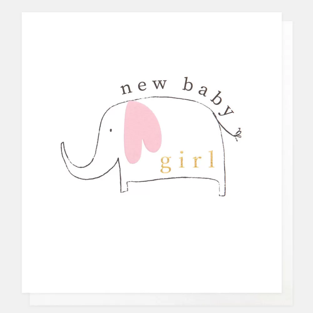 New Baby Girl Pink Elephant Card>Caroline Gardner Online