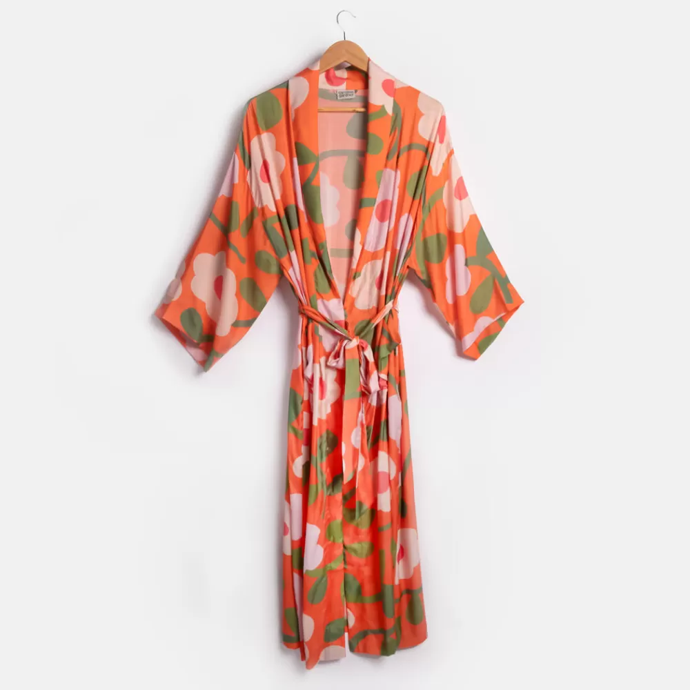 Orange Bloom Dressing Gown>Caroline Gardner Shop