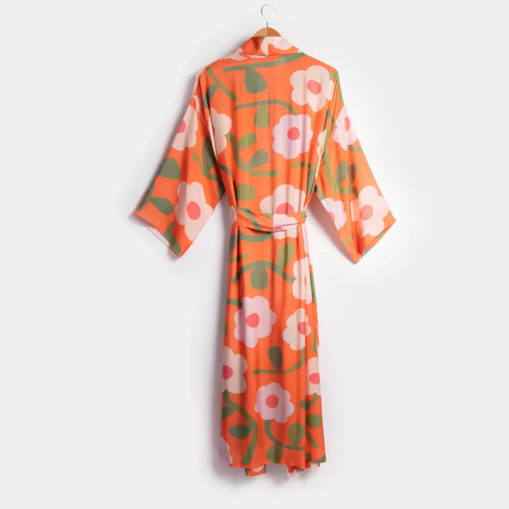 Orange Bloom Dressing Gown>Caroline Gardner Shop