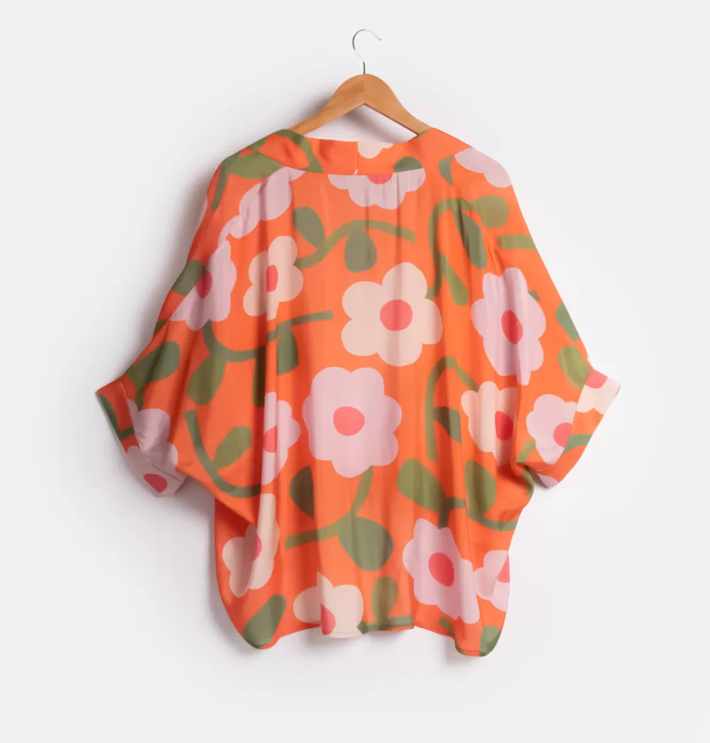 Orange Bloom Short Kimono>Caroline Gardner Online