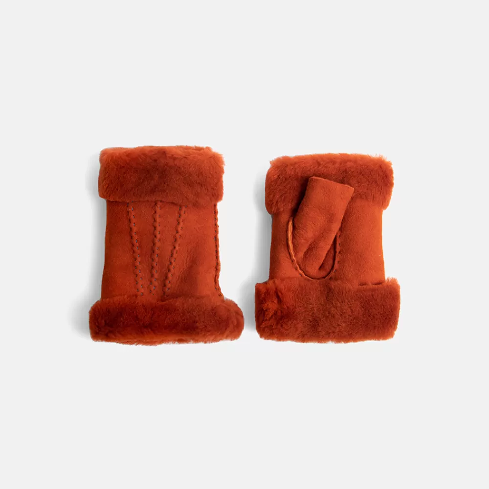 Orange Shearling Wrist Warmers>Caroline Gardner Best