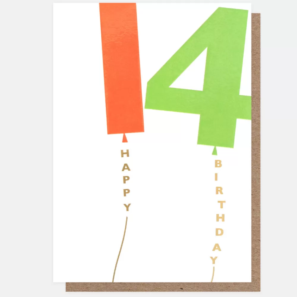 Orange/Green Balloons 14th Birthday Card>Caroline Gardner Sale