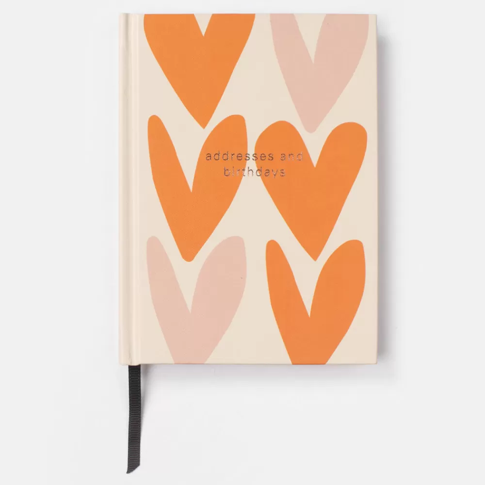 Orange/Pale Pink Hearts Address and Birthday Book>Caroline Gardner Cheap