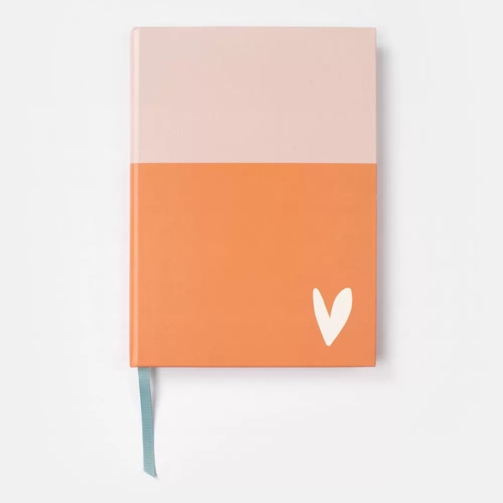 Orange/Pale Pink Slim Hardback Notebook>Caroline Gardner Store