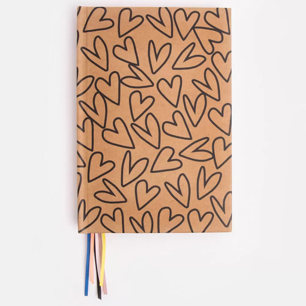 Outline Hearts Kraft Hardback Notebook>Caroline Gardner Shop