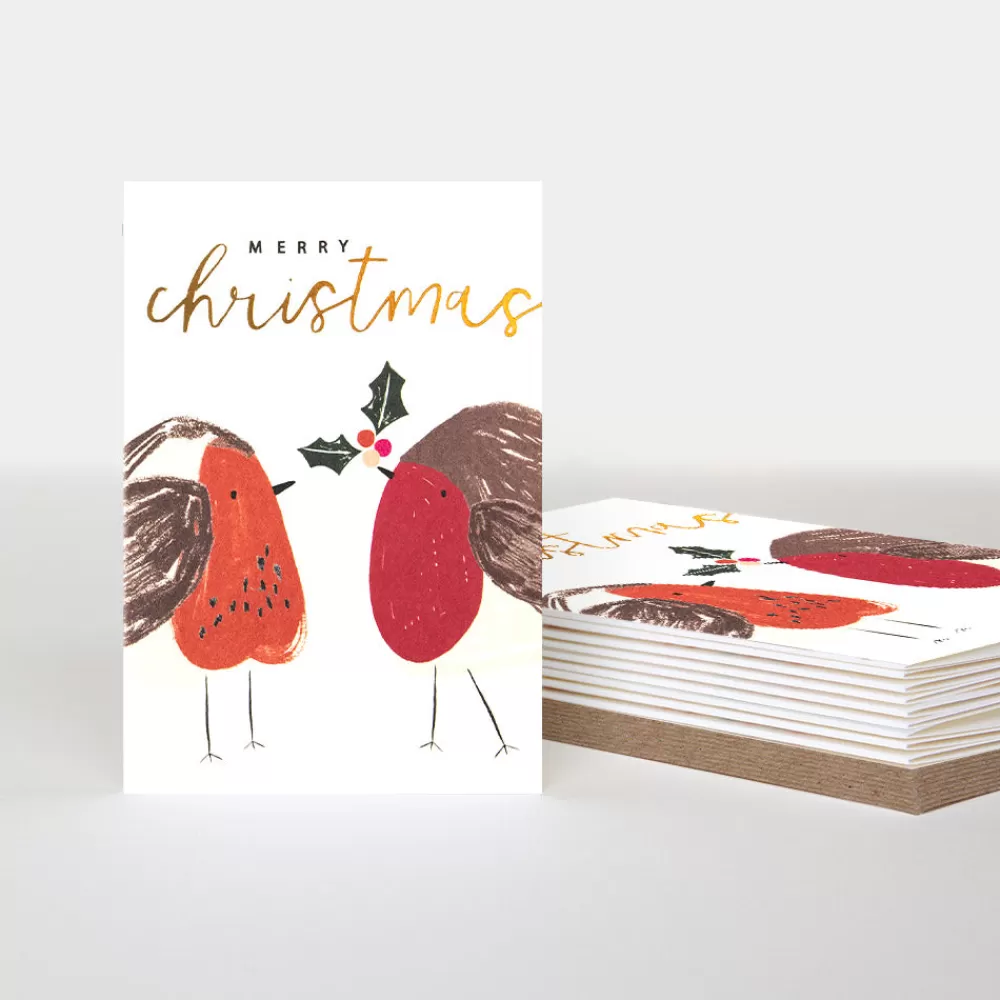 Pair of Robins Small Christmas Card Pack of 10>Caroline Gardner Outlet