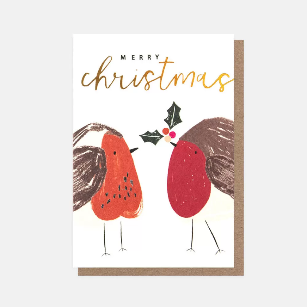 Pair of Robins Small Christmas Card Pack of 10>Caroline Gardner Outlet