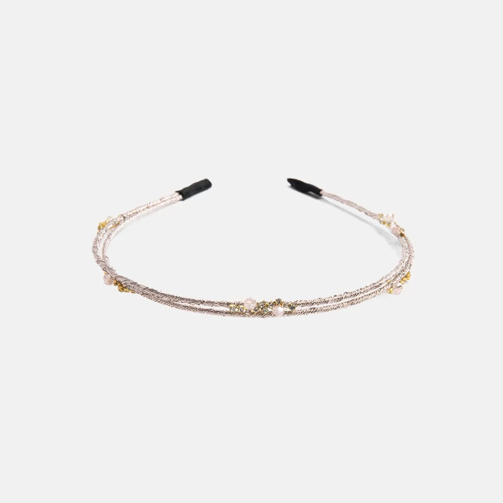 Pale Pink Double Thin Crystal Headband>Caroline Gardner New