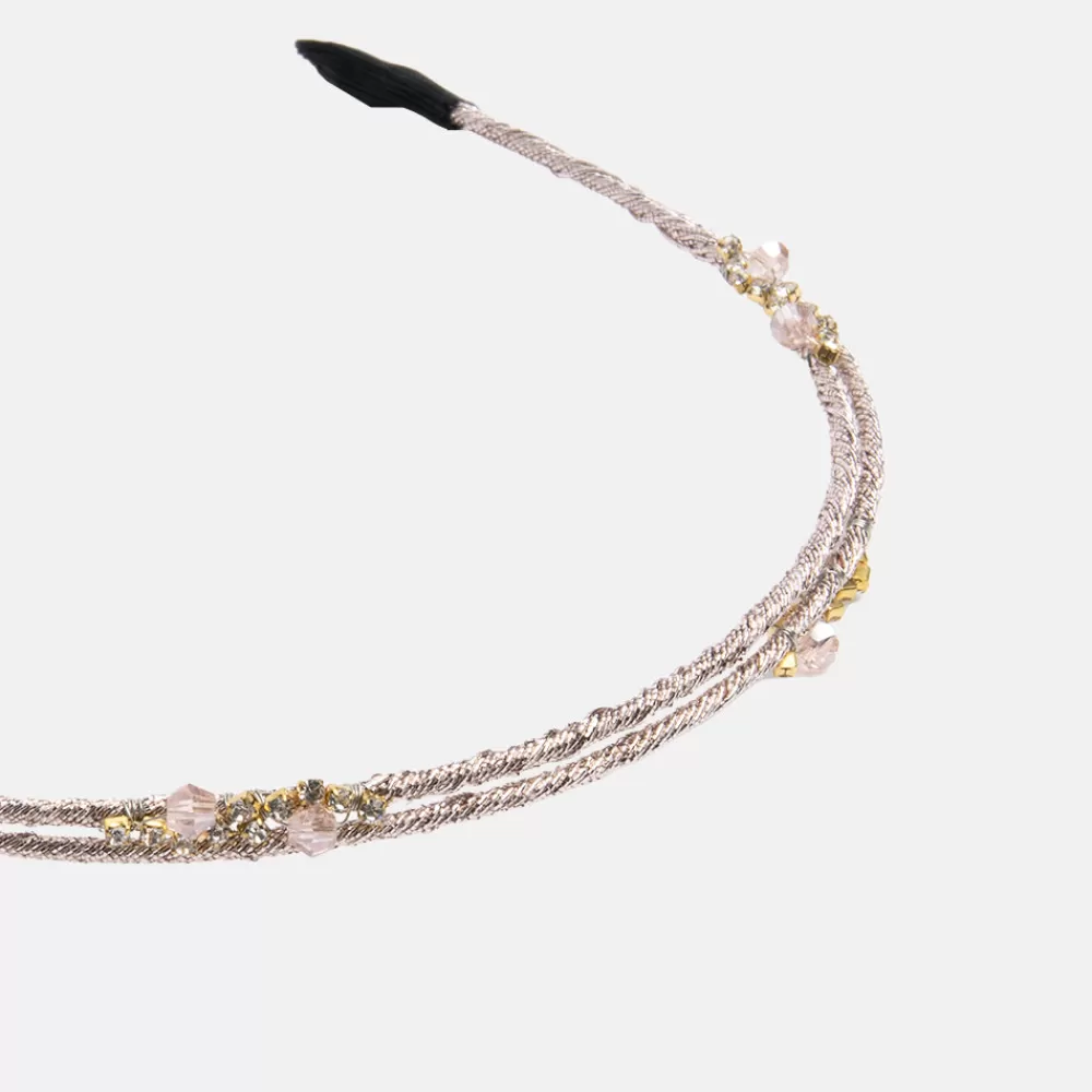 Pale Pink Double Thin Crystal Headband>Caroline Gardner New