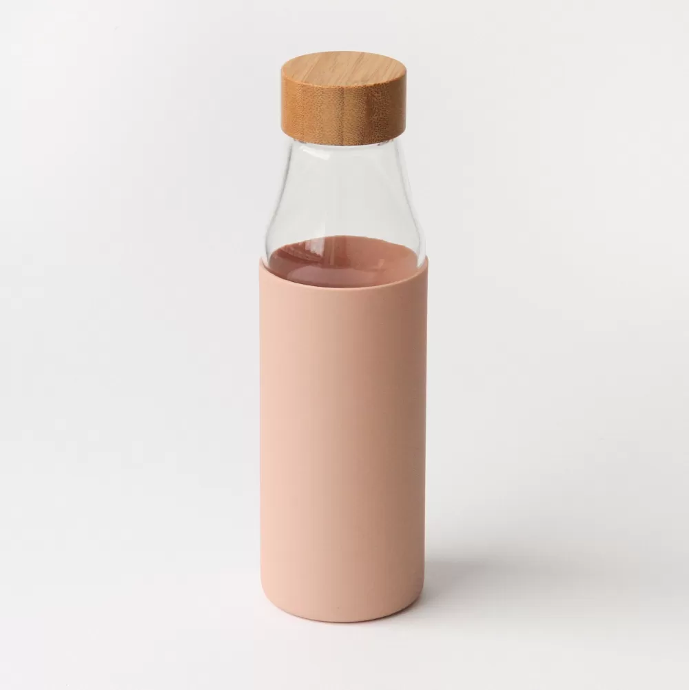 Pale Pink Glass Water Bottle>Caroline Gardner Outlet