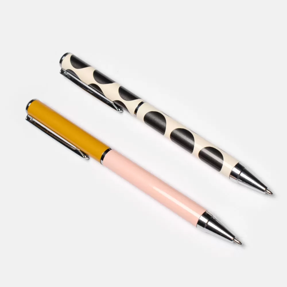 Pale Pink/Mono Spot Boxed Pens Set of 2>Caroline Gardner Cheap