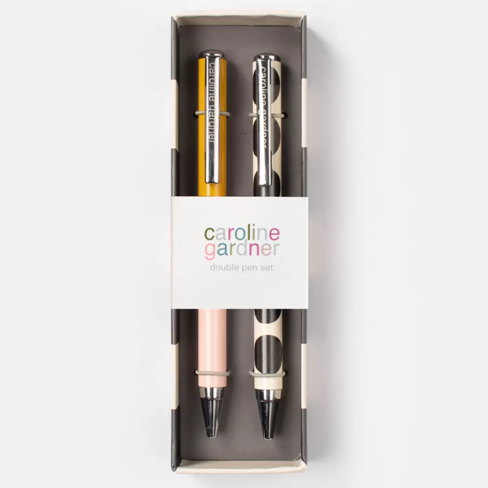 Pale Pink/Mono Spot Boxed Pens Set of 2>Caroline Gardner Cheap