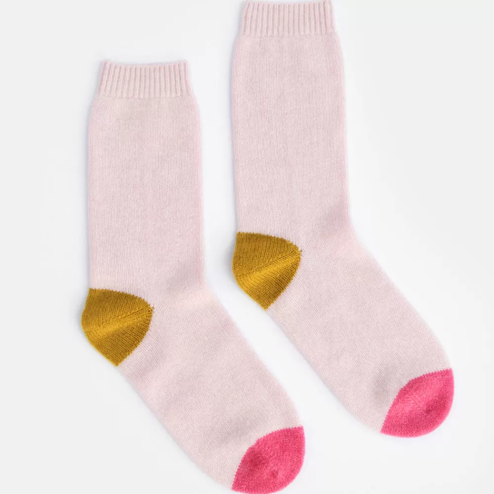 Pale Pink/Mustard/Bright Pink Cashmere Bed Socks>Caroline Gardner Best Sale