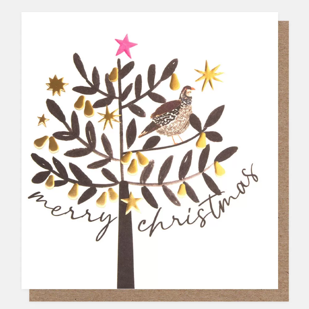 Partridge In Golden Pear Tree Christmas Card>Caroline Gardner Store