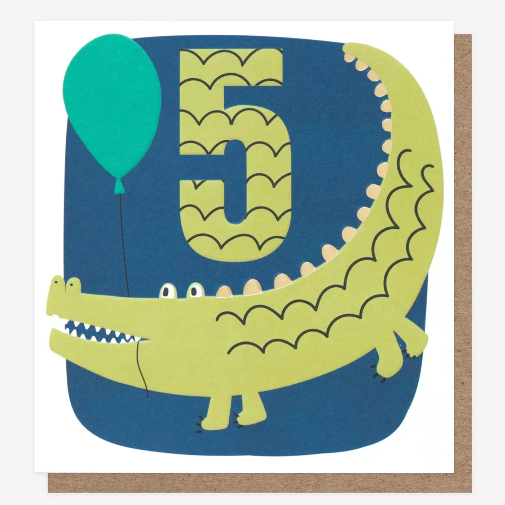 Party Crocodile 5th Birthday Card>Caroline Gardner Store