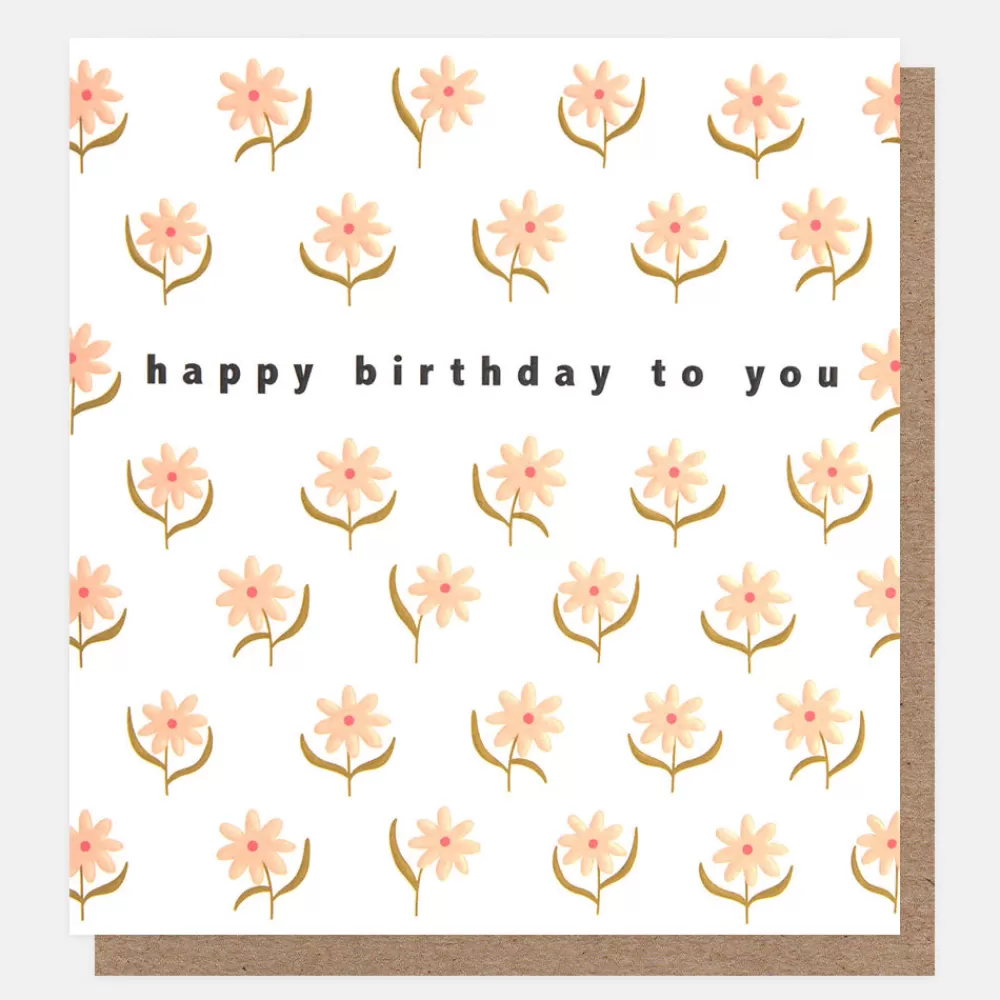 Peach Flowers Happy Birthday To You Card>Caroline Gardner Outlet