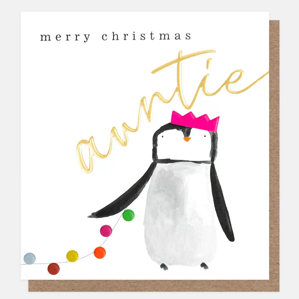 Penguin & Lights Christmas Card For Auntie>Caroline Gardner Sale