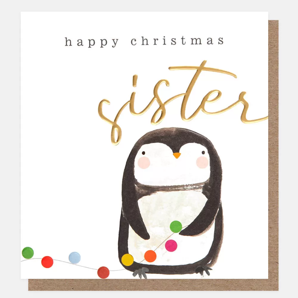 Penguin & Lights Happy Christmas Sister Card>Caroline Gardner Flash Sale