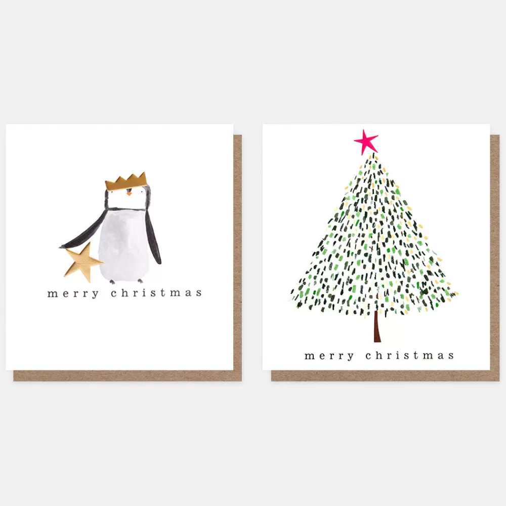 Penguin & Tree Mixed Charity Christmas Cards Pack of 8>Caroline Gardner Discount