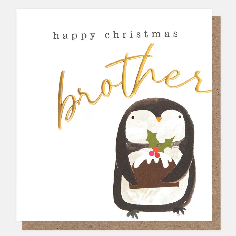 Penguin With Pudding Happy Christmas Brother Card>Caroline Gardner Discount