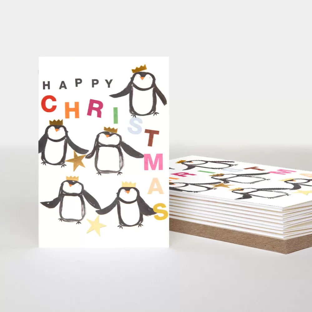 Penguins & Stars Small Christmas Card Pack of 10>Caroline Gardner Outlet