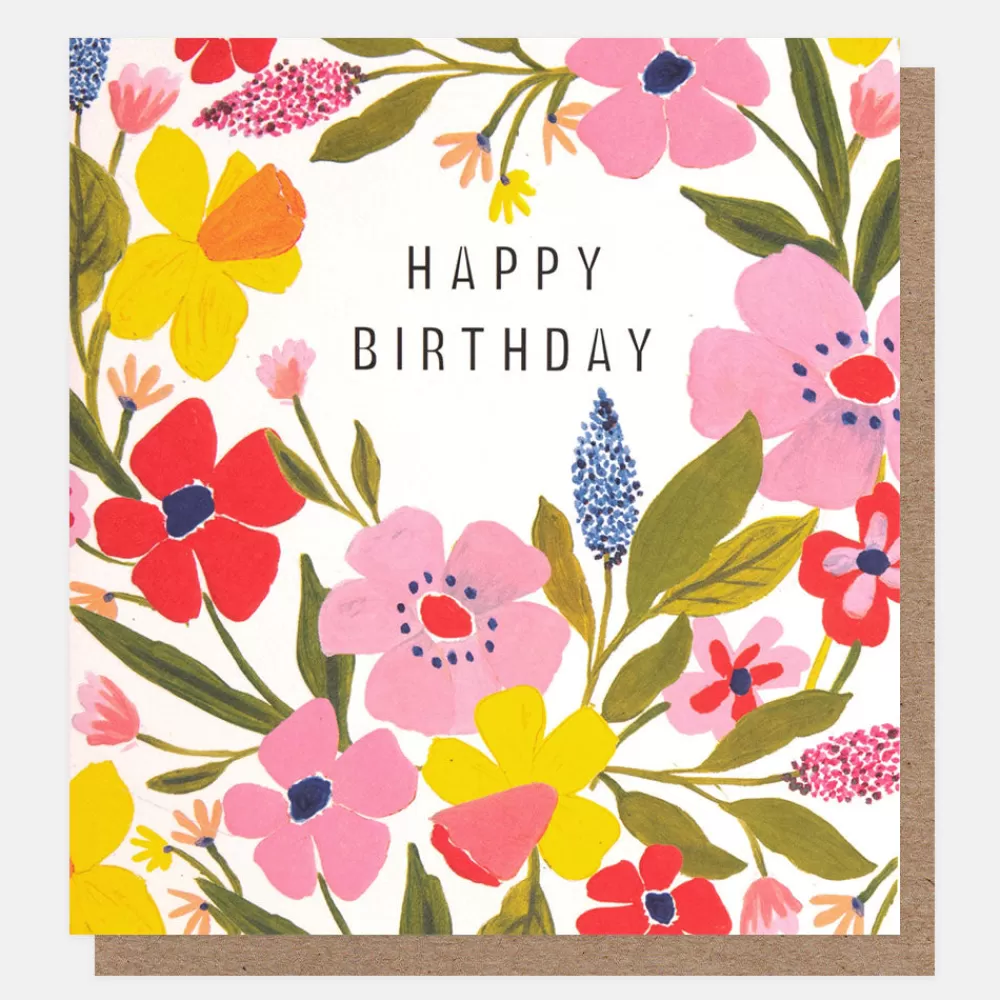 Pink & Yellow Flowers Birthday Card>Caroline Gardner Cheap