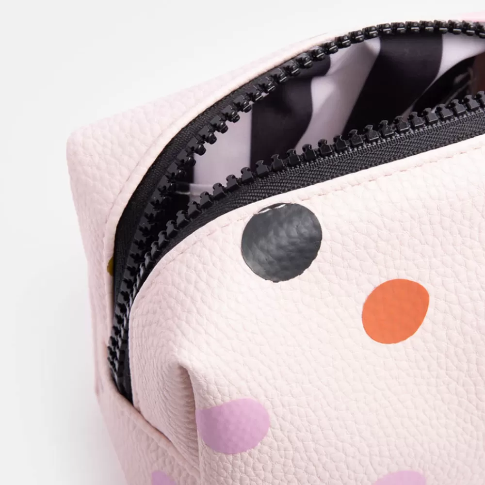 Pink Dotty Mini Cube Cosmetic Bag>Caroline Gardner Fashion