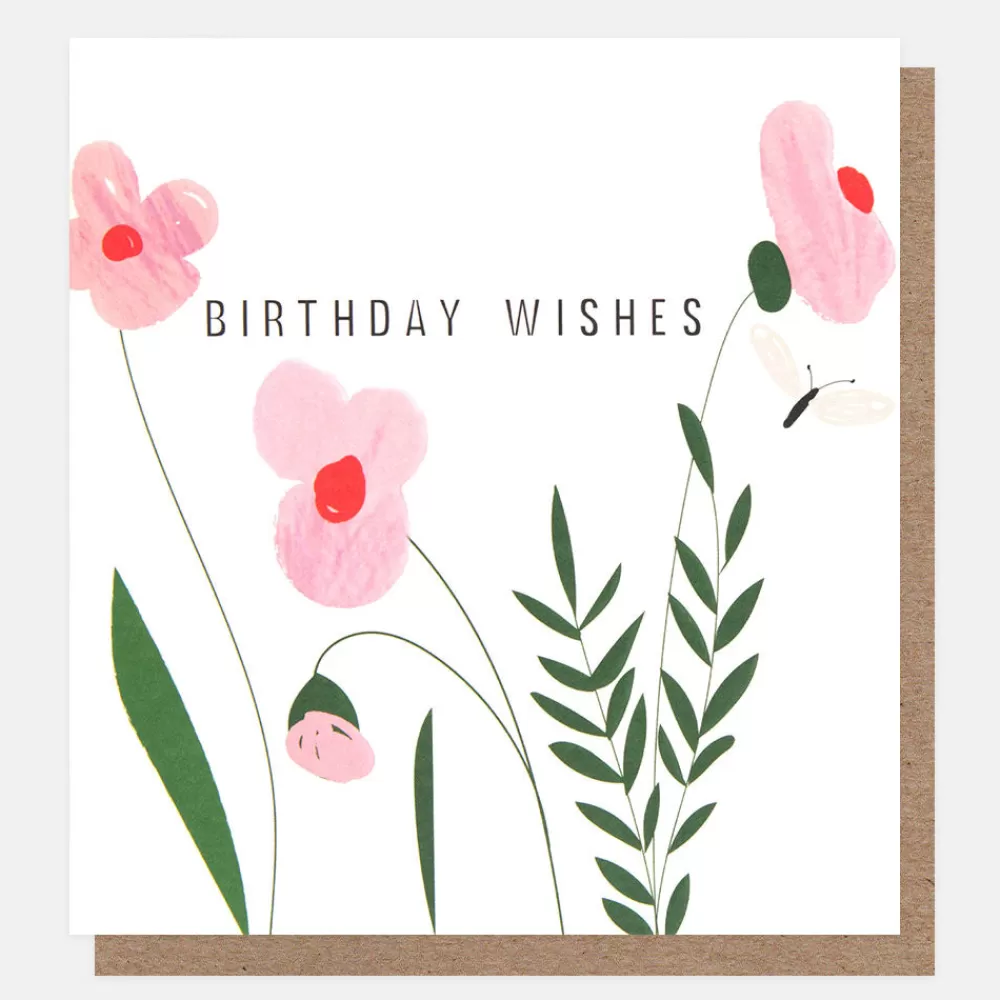 Pink Flowers Birthday Wishes Card>Caroline Gardner Shop