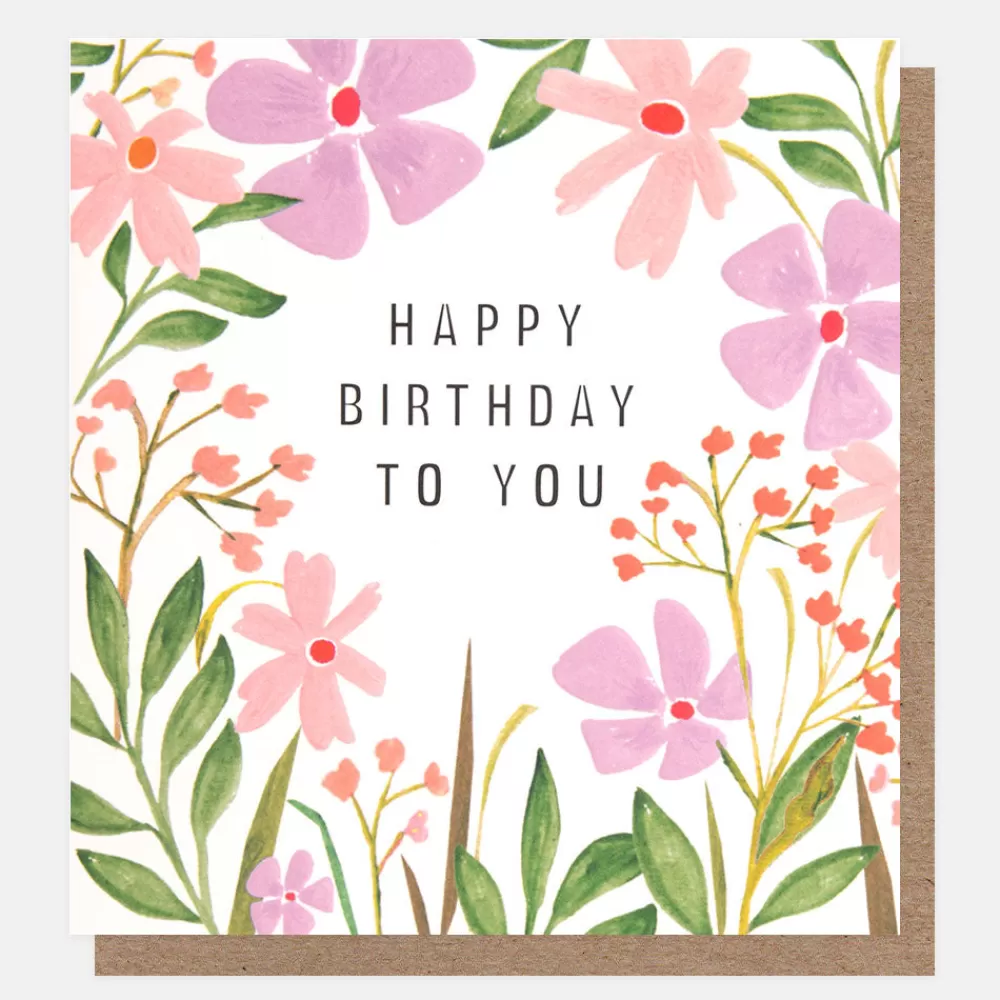 Pink Flowers Frame Birthday Card>Caroline Gardner Shop