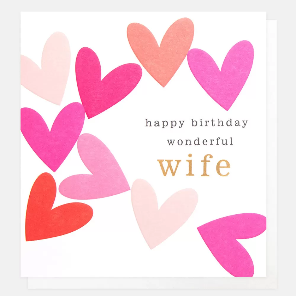 Pink Hearts Birthday Card For Wife>Caroline Gardner Best