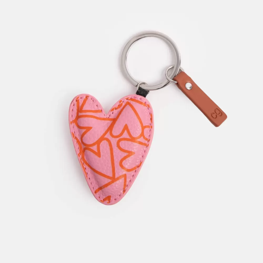 Pink Hearts Printed Keyring>Caroline Gardner Flash Sale