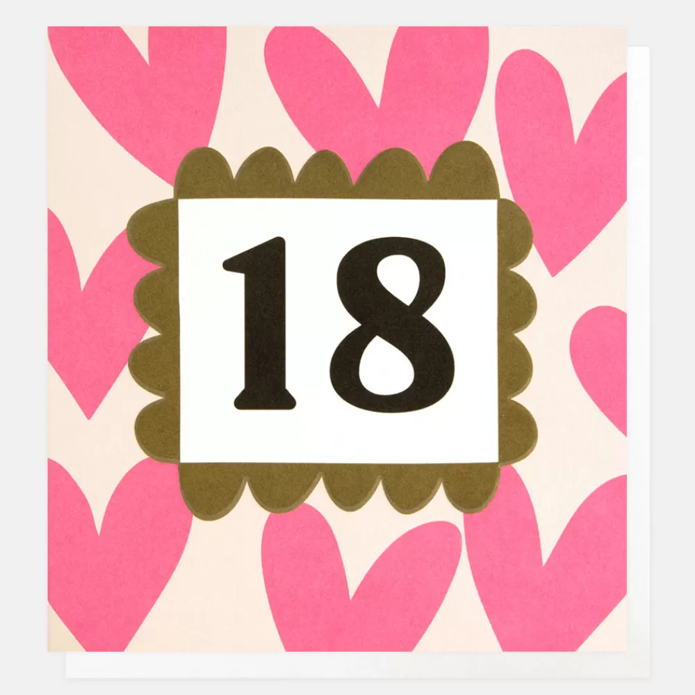 Pink Hearts 18th Birthday Card>Caroline Gardner Store