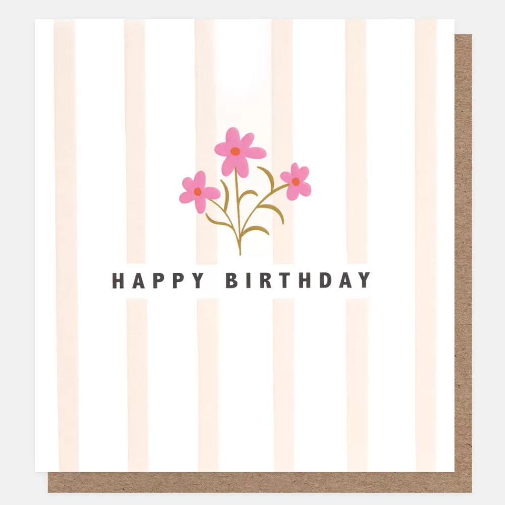 Pink Stripe Posies Birthday Card>Caroline Gardner Hot