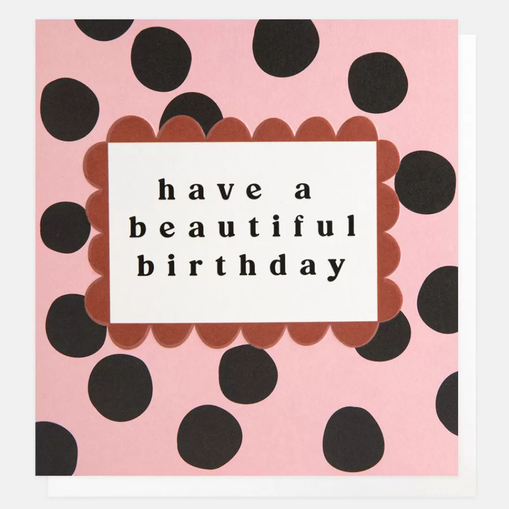 Pink/Black Spots Beautiful Birthday Card>Caroline Gardner Clearance