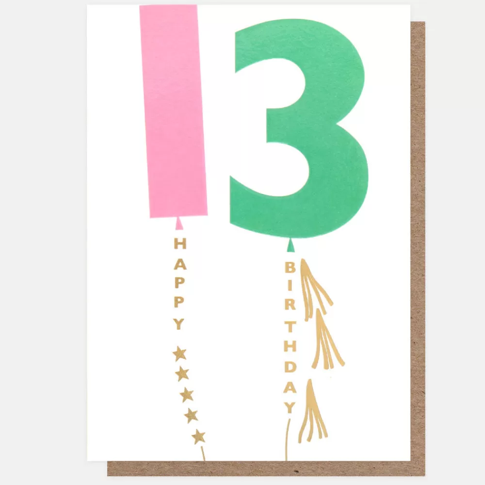 Pink/Green Balloons 13th Birthday Card>Caroline Gardner Discount