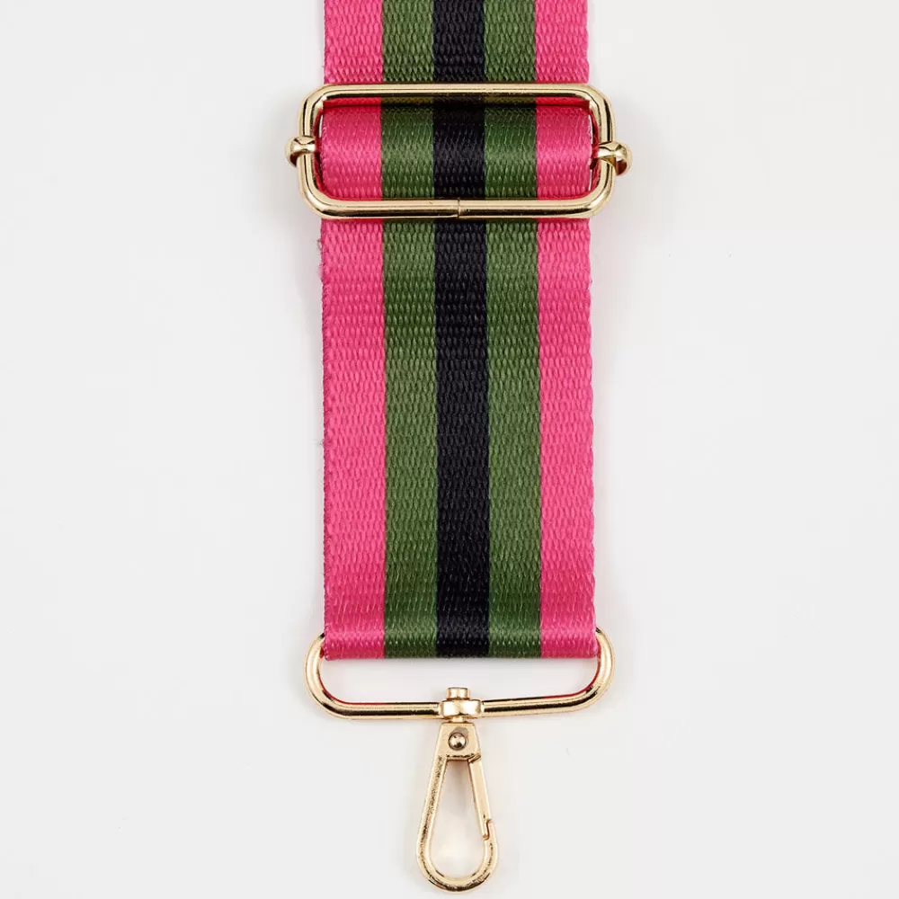 Pink/Khaki/Black Webbing Handbag Strap>Caroline Gardner Sale