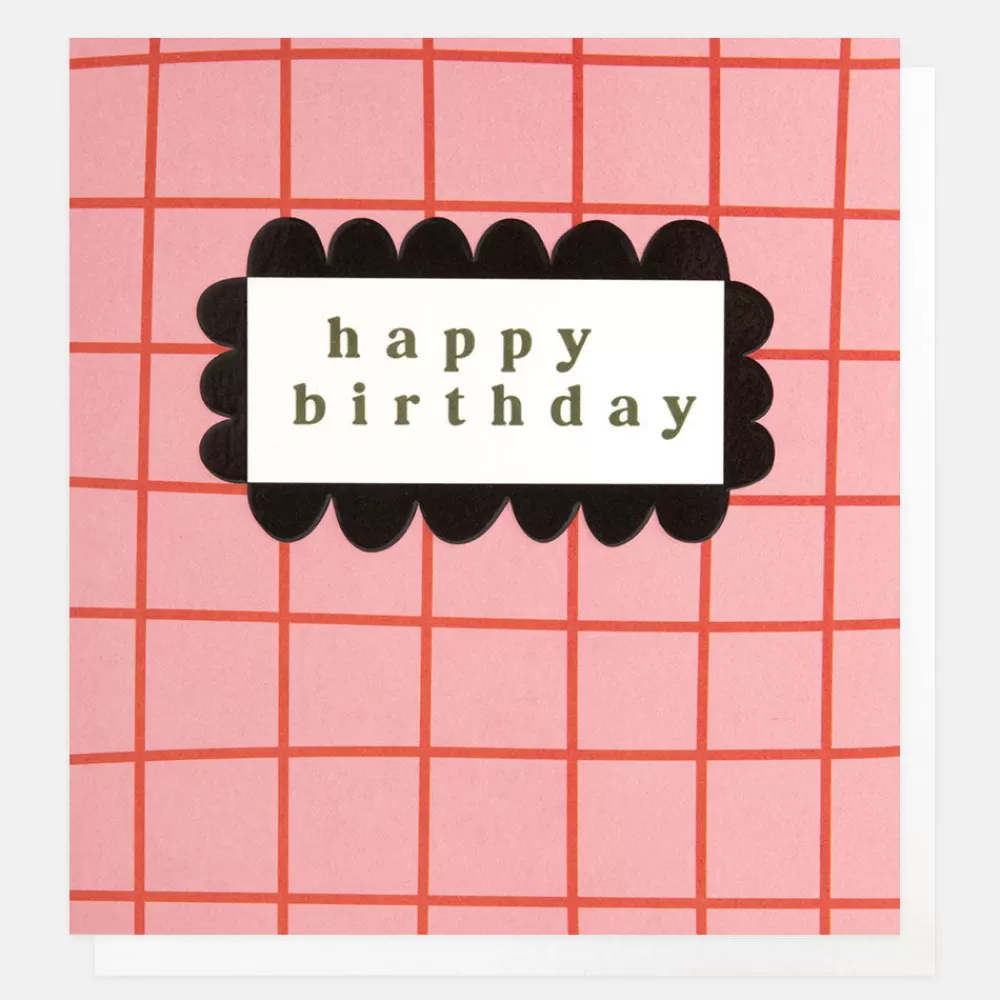 Pink/Orange Grid Birthday Card>Caroline Gardner Hot