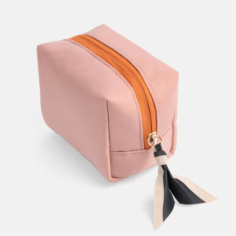 Pink/Orange Nylon Mini Cube Cosmetic Bag>Caroline Gardner Outlet