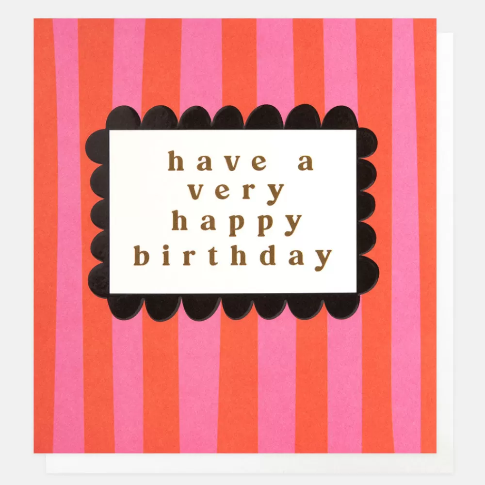 Pink/Orange Stripes Birthday Card>Caroline Gardner Online