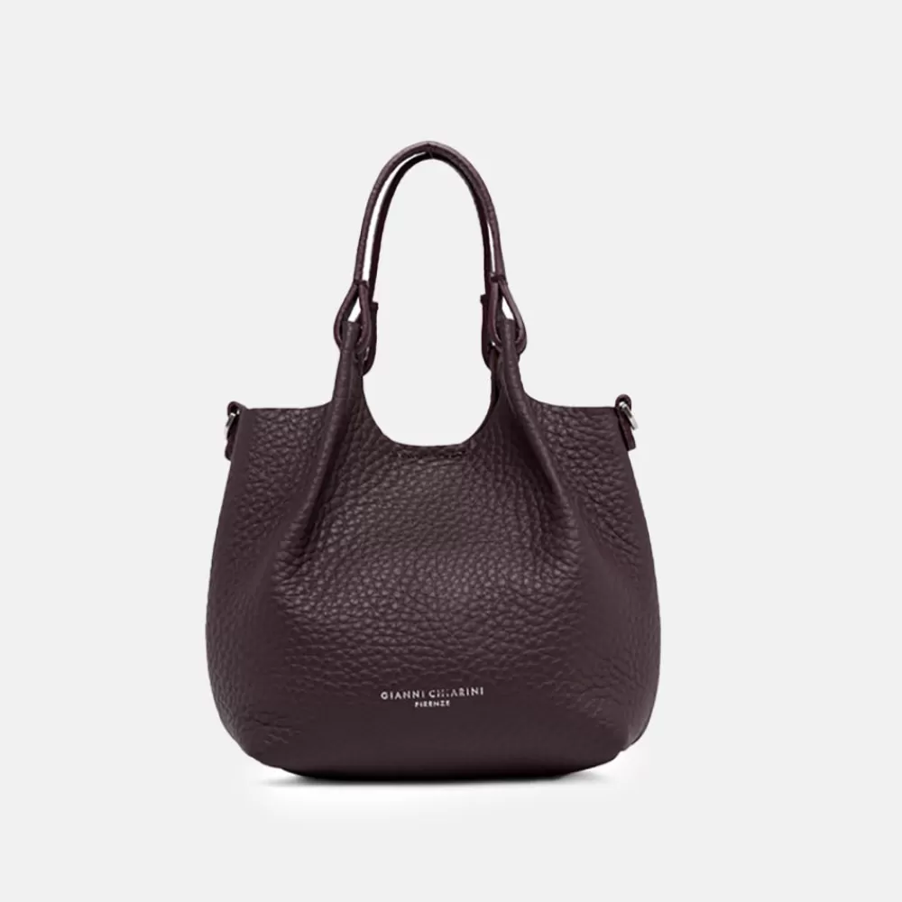 Plum Leather Dua Tote Bag>Caroline Gardner Cheap